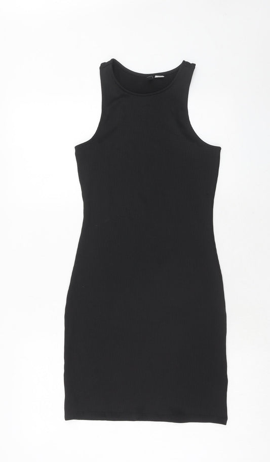 H&M Womens Black Polyester Bodycon Size S Round Neck Pullover