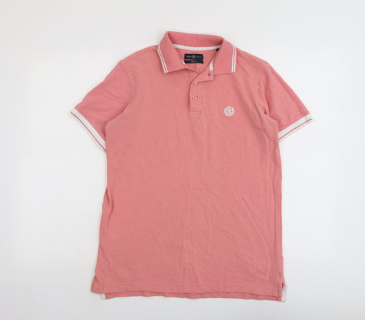 Henri Lloyd Mens Pink Cotton Polo Size S Collared Button