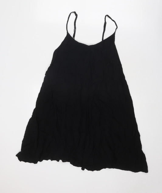 New Look Womens Black Polyester Tank Dress Size S Round Neck Pullover