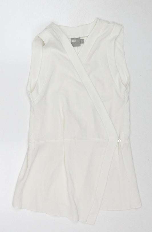 ASOS Womens White Polyester Wrap Blouse Size 12 V-Neck