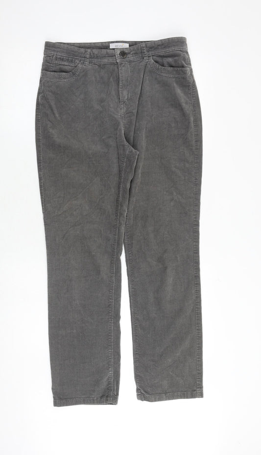 Marks and Spencer Womens Grey Cotton Trousers Size 12 Regular Zip