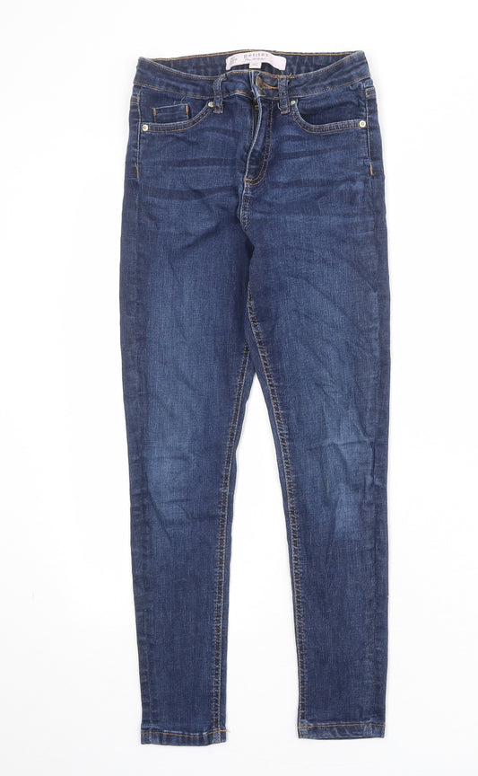 Miss Selfridge Womens Blue Cotton Skinny Jeans Size 6 Regular Zip