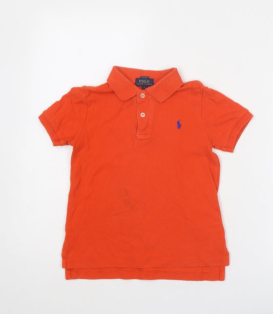 Polo Ralph Lauren Boys Red Cotton Basic Polo Size 5 Years Collared Button