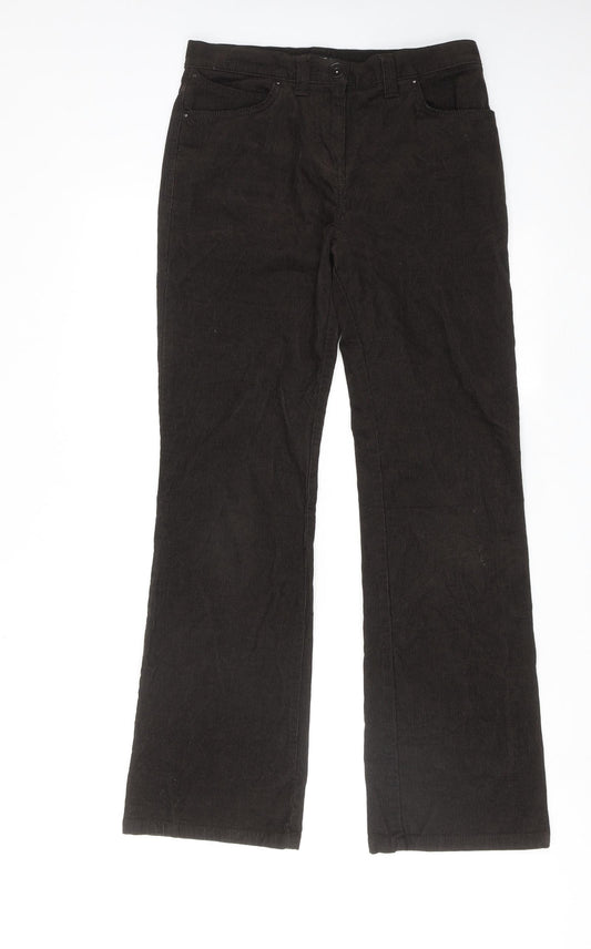 Marks and Spencer Womens Brown Cotton Trousers Size 8 Regular Zip