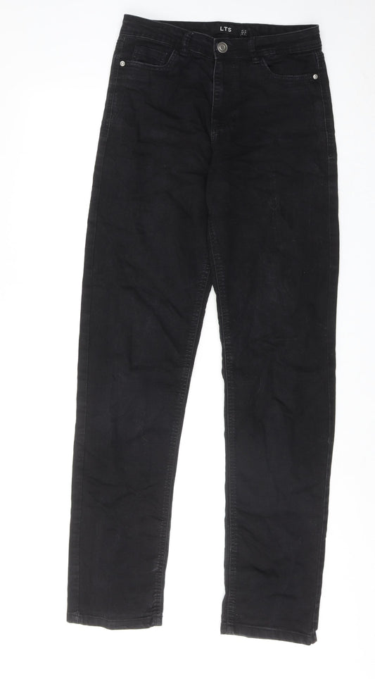 LTS Womens Black Cotton Straight Jeans Size 10 Regular Zip