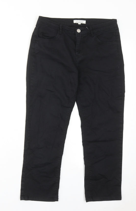 Cache Cache Womens Black Cotton Straight Jeans Size 10 Regular Zip