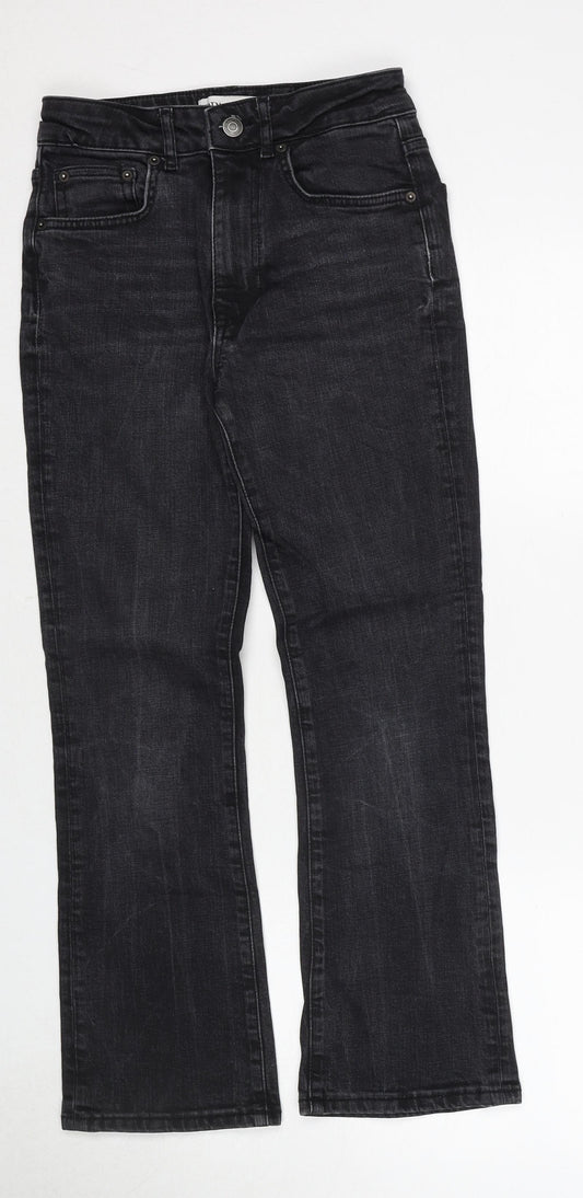 Zara Womens Black Cotton Bootcut Jeans Size 6 Regular Zip