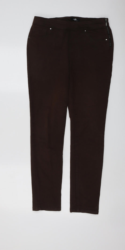 Wallis Womens Brown Cotton Jegging Jeans Size 12 L29 in Regular Zip