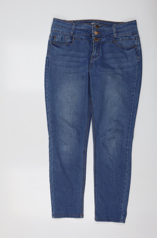 New Look Womens Blue Cotton Skinny Jeans Size 12 L27 in Regular Button