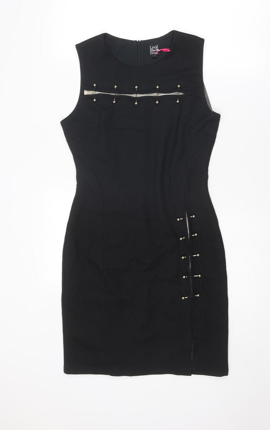 Little Black Dress Womens Black Polyester Shift Size 10 Round Neck Zip