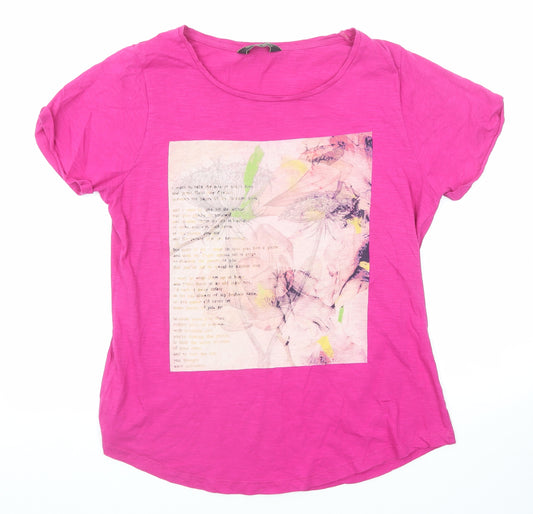 Originals Womens Pink Cotton Basic T-Shirt Size 16 Boat Neck
