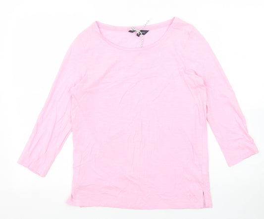 Crew Clothing Womens Pink Cotton Basic T-Shirt Size 8 Boat Neck