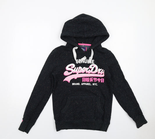 Superdry Womens Black Cotton Pullover Hoodie Size XS Pullover