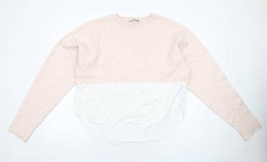 Zara Womens Pink Round Neck Viscose Pullover Jumper Size S