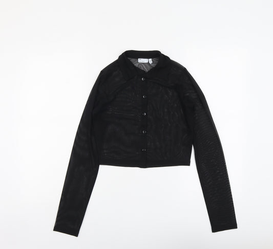 ASOS Womens Black Polyester Cropped Button-Up Size 8 Collared