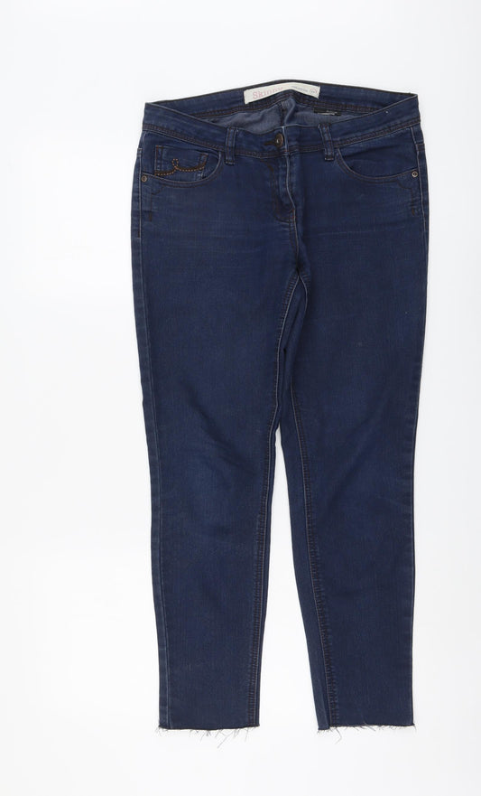 NEXT Womens Blue Cotton Skinny Jeans Size 12 L27 in Regular Button