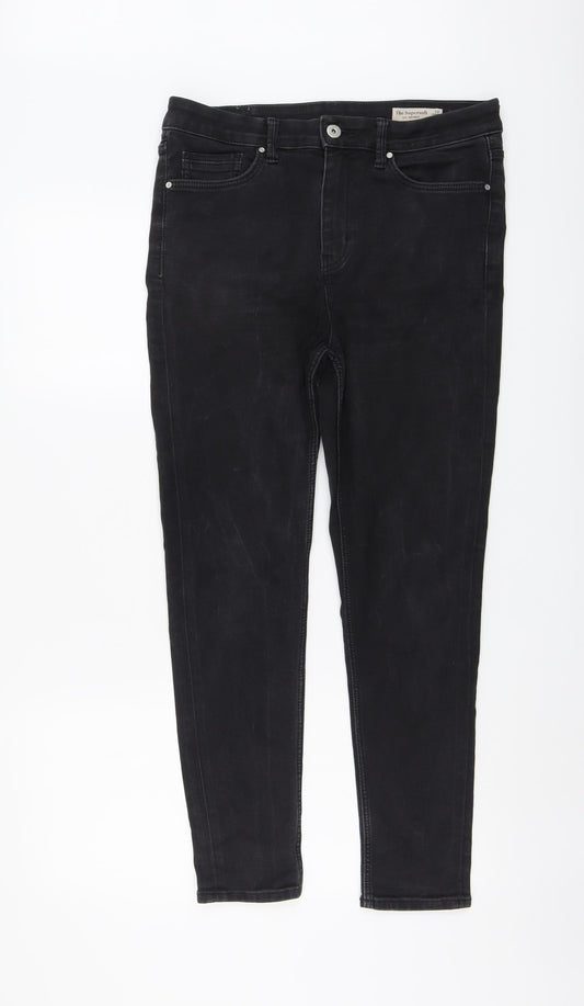Marks and Spencer Womens Black Cotton Skinny Jeans Size 12 L26 in Regular Button