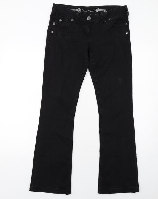 River Island Womens Black Cotton Bootcut Jeans Size 10 Regular Zip