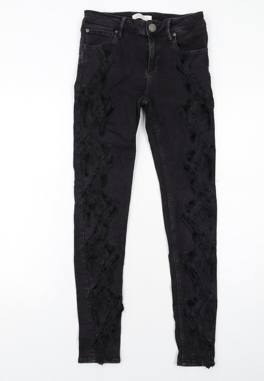 Sandro Womens Black Cotton Skinny Jeans Size 10 Regular Zip
