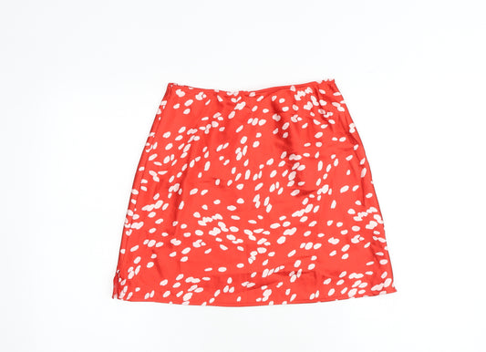 New Look Womens Red Geometric Polyester A-Line Skirt Size 6