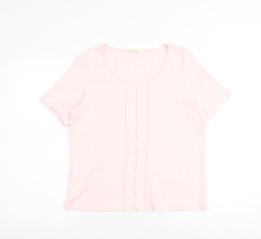Marks and Spencer Womens Pink 100% Cotton Basic T-Shirt Size 16 Round Neck