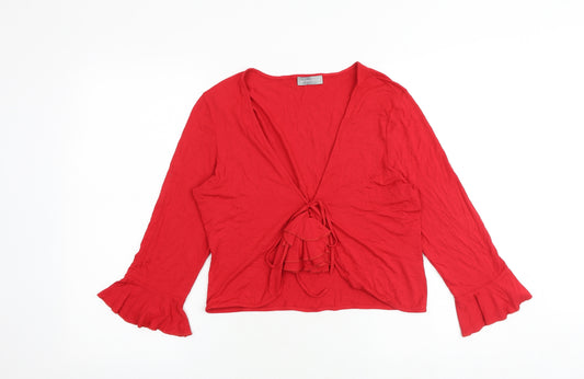 Per Una Womens Red Viscose Basic Blouse Size 14 V-Neck