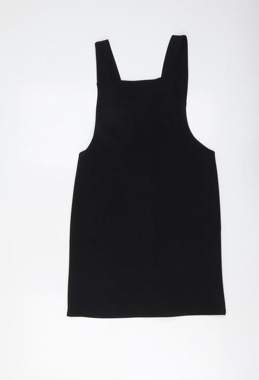 I SAW IT FIRST Womens Black Polyester Pinafore/Dungaree Dress Size 8 Square Neck Pullover