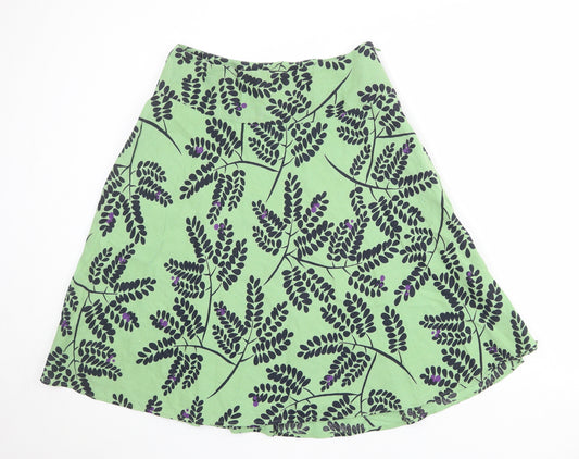 Great Plains Womens Green Geometric Cotton Swing Skirt Size 12 Zip - Leaf Pattern