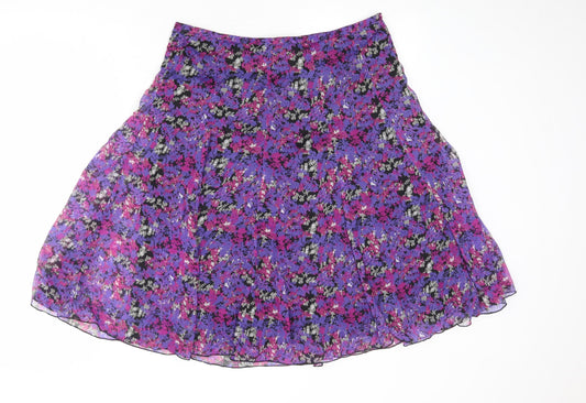 Editions Womens Multicoloured Floral Polyester Swing Skirt Size 12 Zip