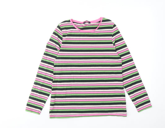 Marks and Spencer Womens Multicoloured Striped Cotton Basic T-Shirt Size 16 Round Neck