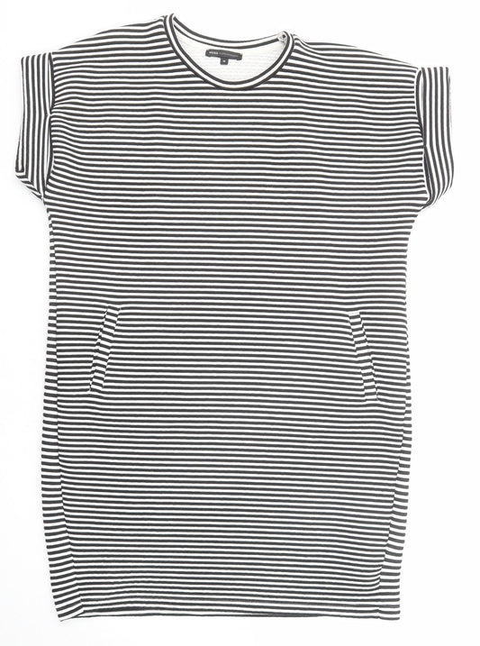 Moss Copenhagen Womens Black Striped Polyester T-Shirt Dress Size M Round Neck Pullover