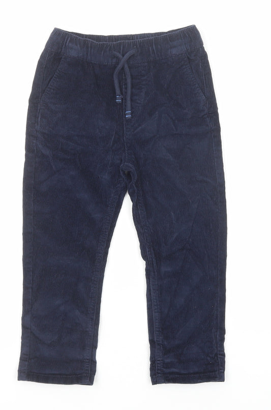 Marks and Spencer Boys Blue Cotton Jogger Trousers Size 3-4 Years Regular Drawstring