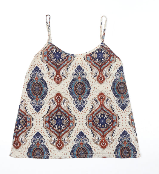 Boohoo Womens Multicoloured Geometric Polyester Camisole Tank Size 12 Scoop Neck - Mosaic Print