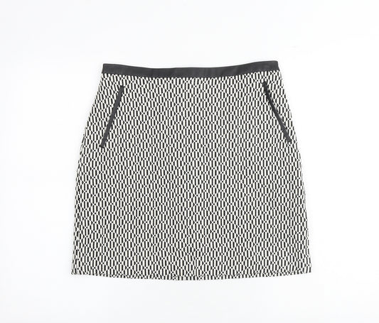 Oasis Womens Multicoloured Geometric Polyamide A-Line Skirt Size 12 Zip