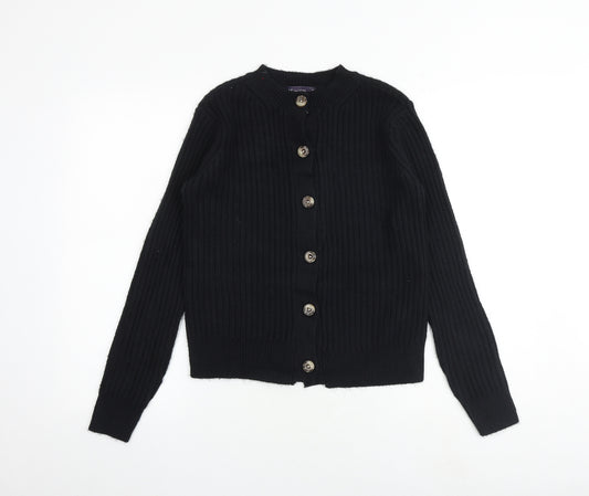Marks and Spencer Womens Black Round Neck Polyester Cardigan Jumper Size XS