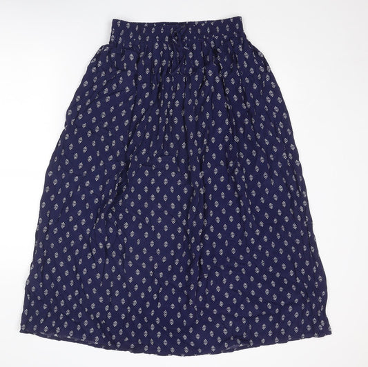 Emreco Womens Blue Geometric Polyester Peasant Skirt Size 12 Drawstring