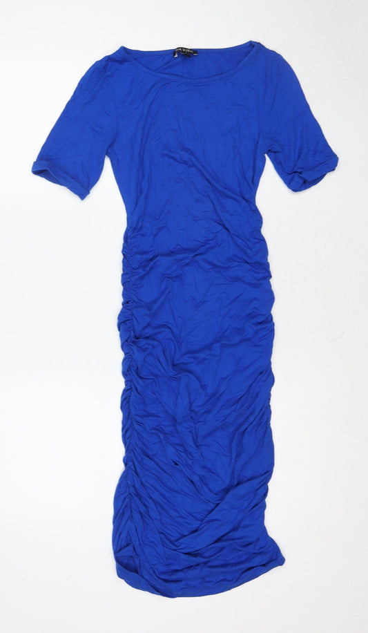 Baukjen Womens Blue Viscose Bodycon Size 8 Round Neck Pullover