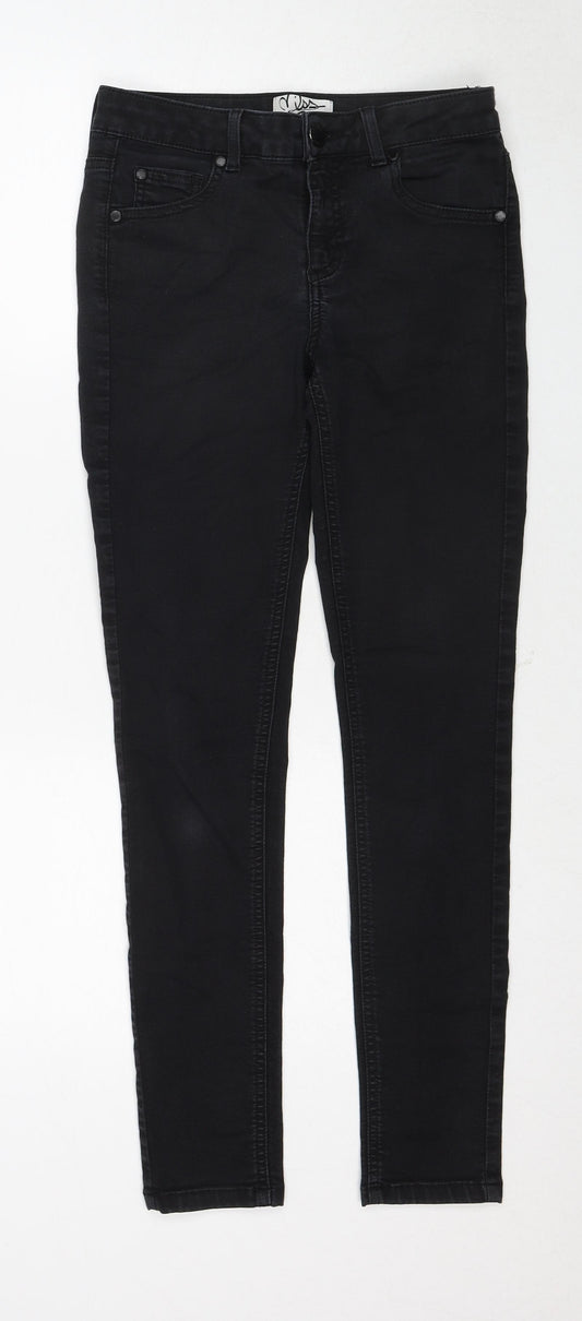 Miss Selfridge Womens Black Cotton Skinny Jeans Size 12 Regular Zip