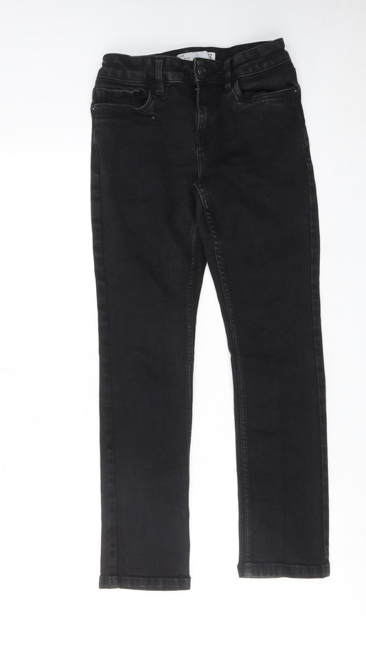 NEXT Womens Black Cotton Straight Jeans Size 12 Regular Zip