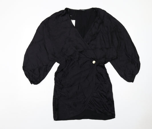 Zara Womens Black Viscose A-Line Size M V-Neck Pullover