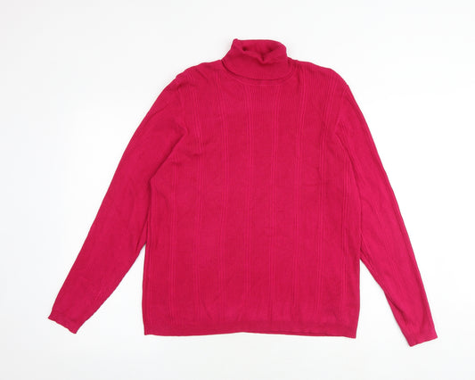 Marks and Spencer Womens Pink Roll Neck Viscose Pullover Jumper Size 20