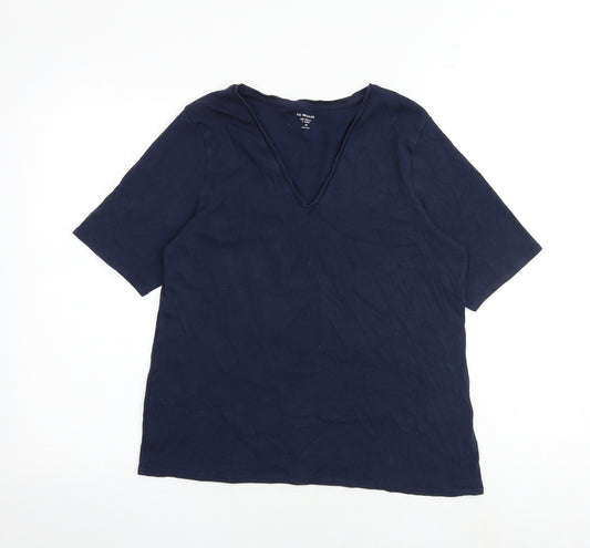 Marks and Spencer Womens Blue 100% Cotton Basic T-Shirt Size 18 V-Neck
