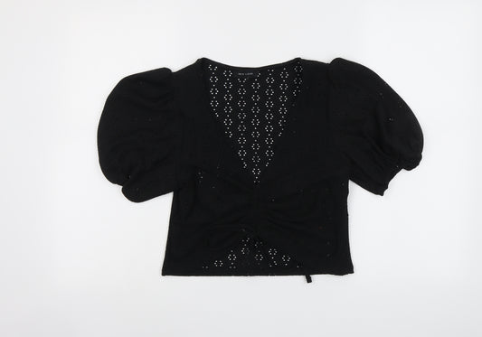 New Look Womens Black Polyester Basic Blouse Size 14 V-Neck