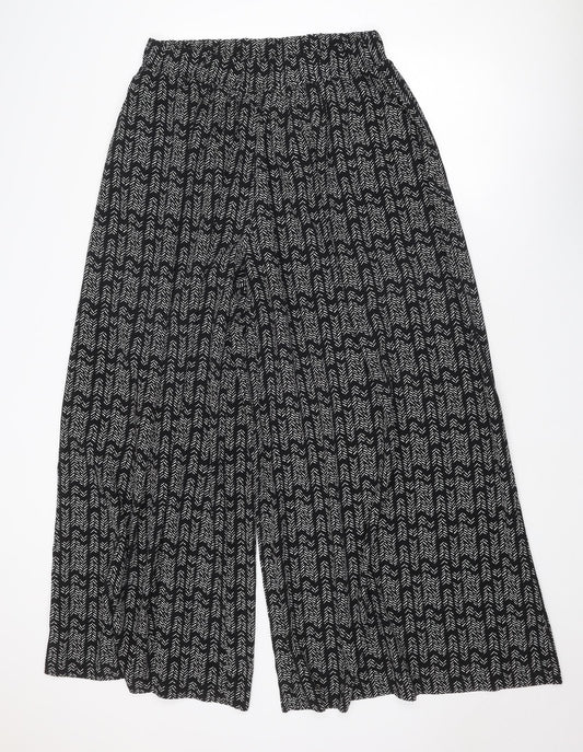 Kiabi Womens Black Geometric Polyester Trousers Size 16 Regular