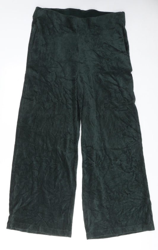 Marks and Spencer Womens Green Cotton Trousers Size 16 Regular