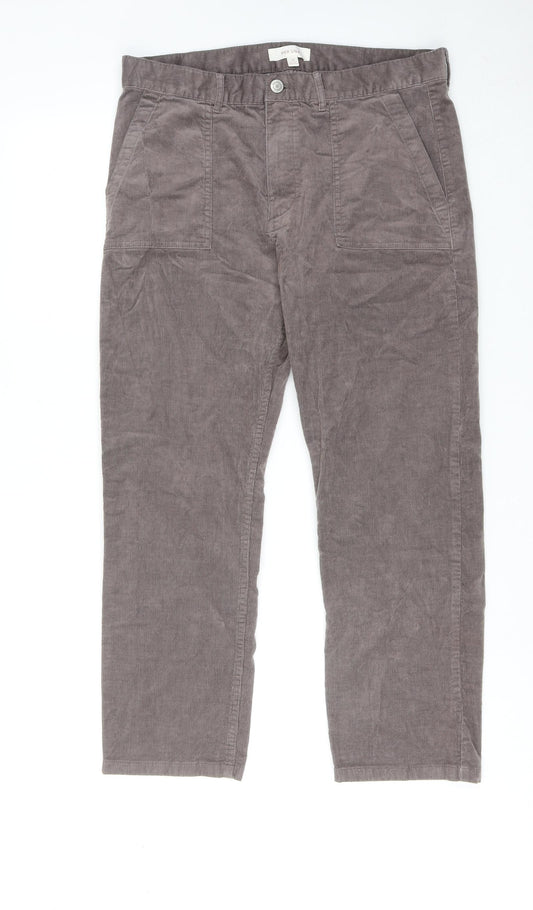 Per Una Womens Brown Cotton Trousers Size 16 Regular Zip