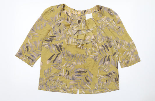 InWear Womens Yellow Geometric Polyester Basic Blouse Size 16 Round Neck