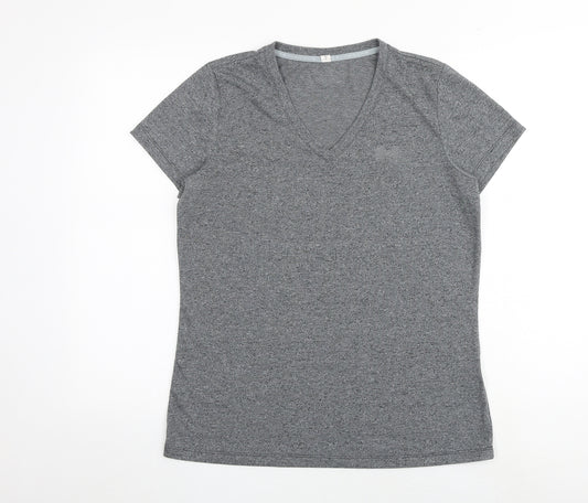 Under armour Womens Grey Polyester Basic T-Shirt Size M V-Neck
