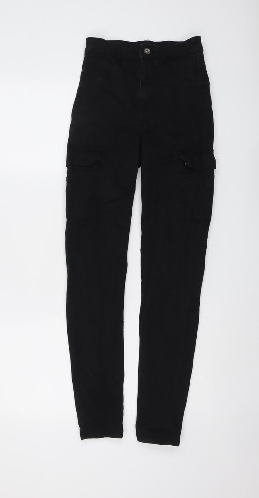 H&M Womens Black Cotton Skinny Jeans Size 6 L29 in Regular Button