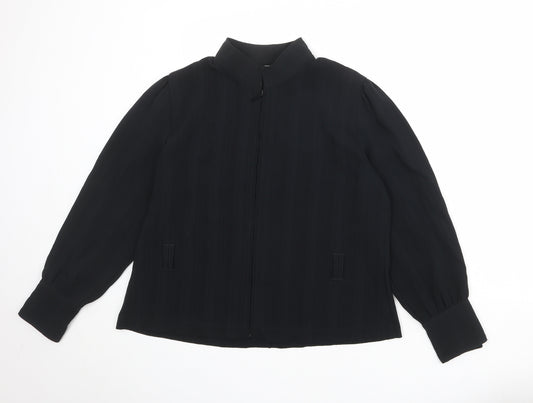 Marks and Spencer Womens Black Polyester Basic Blouse Size 16 Collared